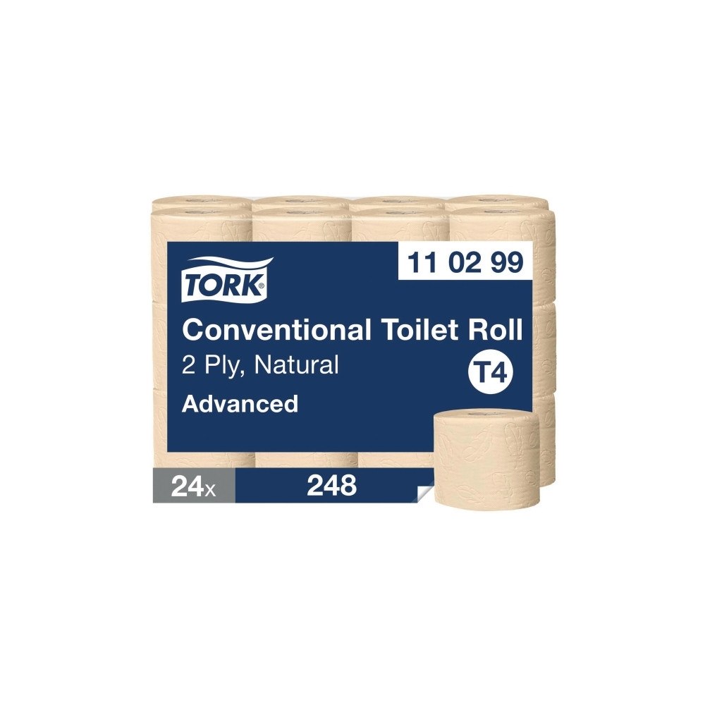 Essity Denmark A/S Toiletpapir, Tork Advanced T4, 2-lags, 248 ark, naturfarvet,...