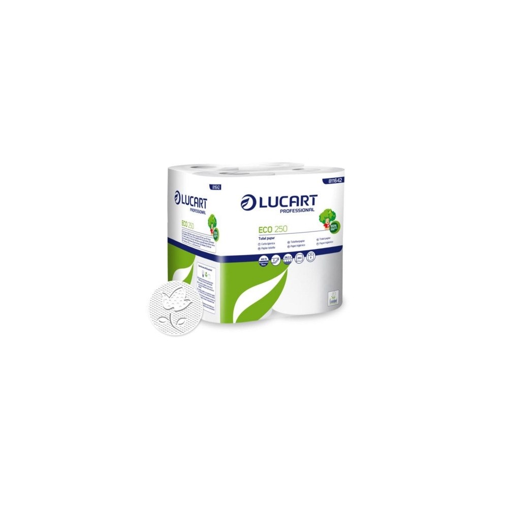 LUCART Toalettpapper, Lucart 811642, 2-lagers, 250 ark, 16 g, vitt,...