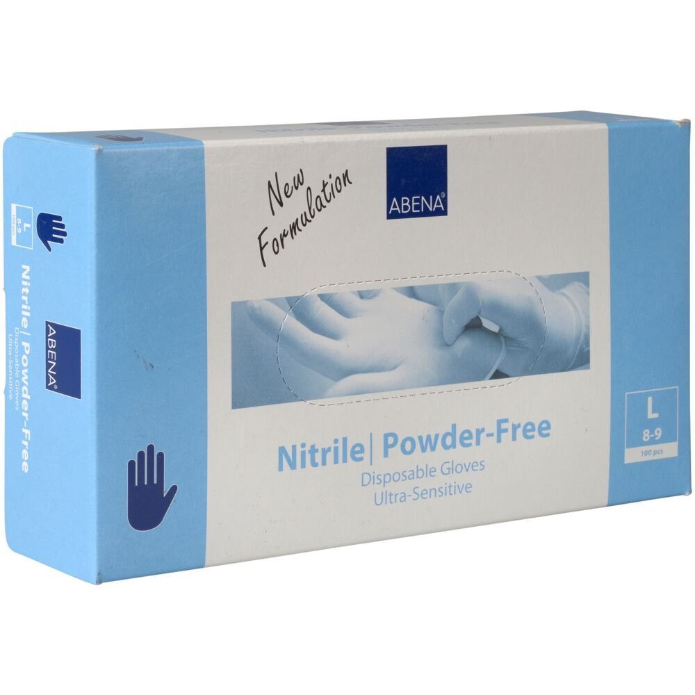 Abena Engångshandske, ABENA Ultra sensitive, L, blå, nitril, puder...