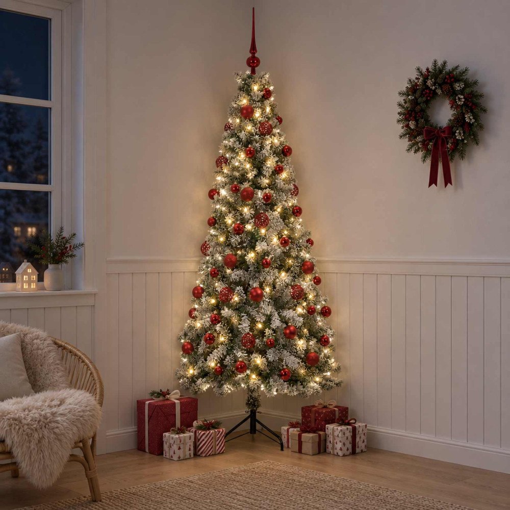 vidaXL Konstgjord julgran med julkulor 240 cm 300 LED-lampor Varmvit