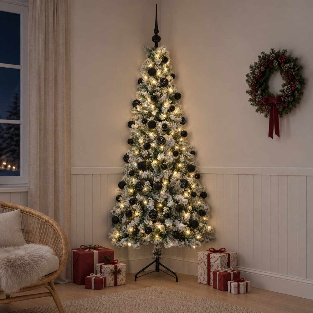 vidaXL Konstgjord julgran med julkulor 240 cm 300 LED-lampor Varmvit