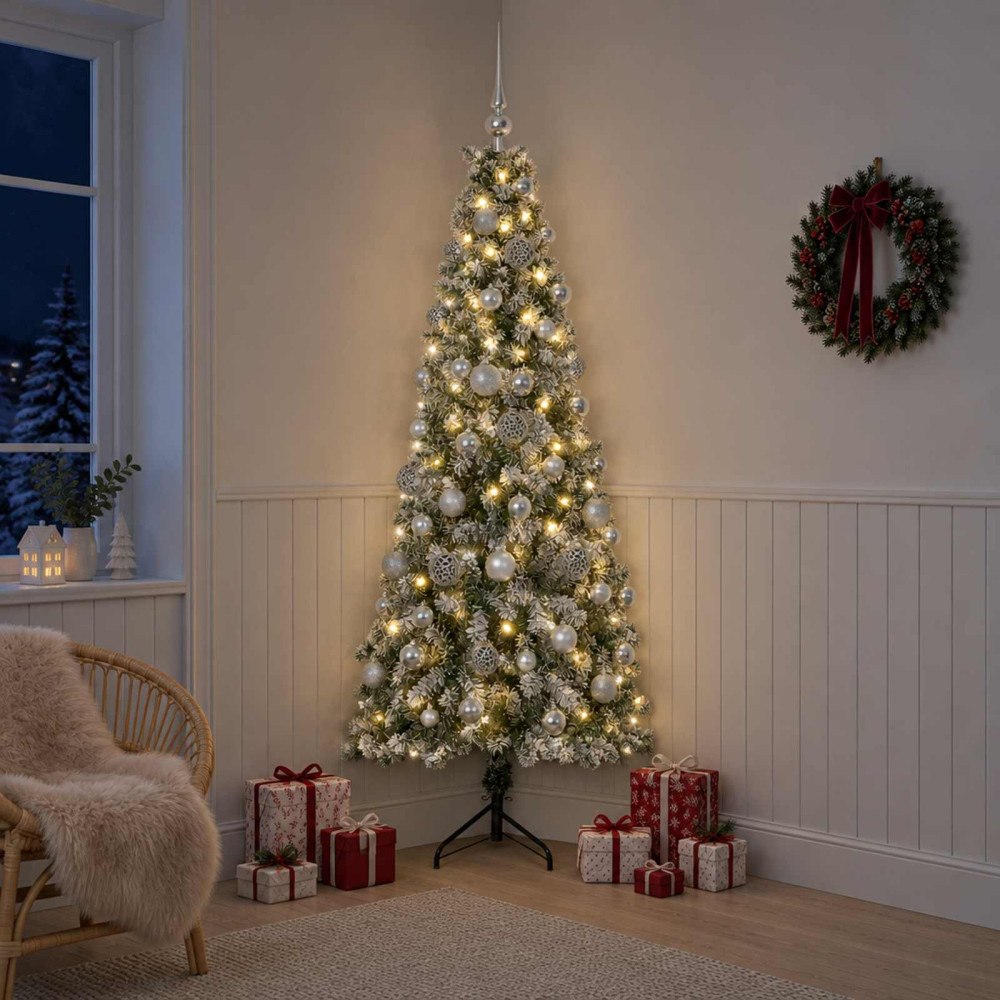 vidaXL Konstgjord julgran med julkulor 180 cm 300 LED-lampor Varmvit