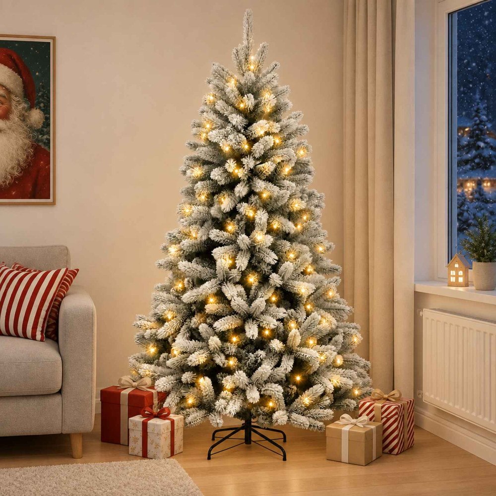 vidaXL Plast Hingad Julgran 240 cm 300 LED-lampor Varmvit
