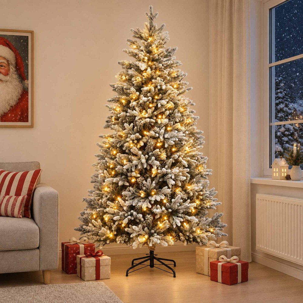 vidaXL Plast Hingad Julgran 240 cm 300 LED-lampor Varmvit
