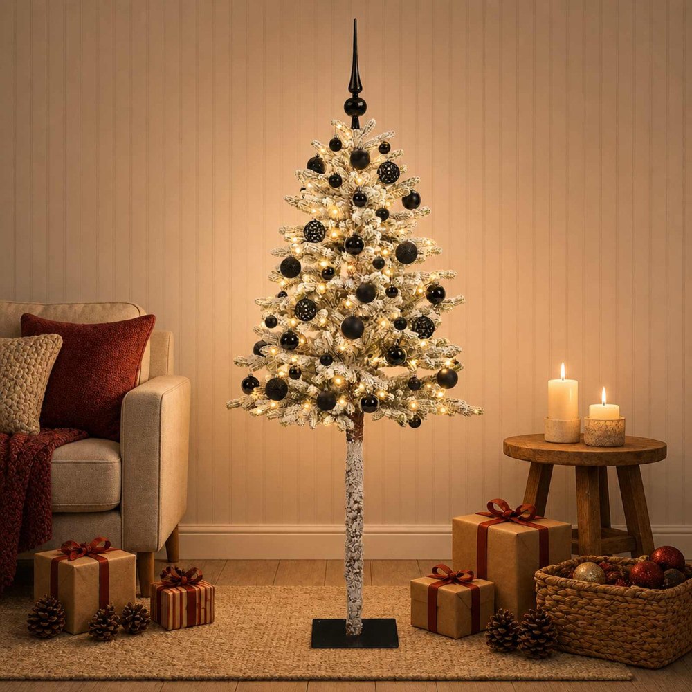 vidaXL Konstgjord julgran med kulor 180 cm 300 LED-lampor Varmvit