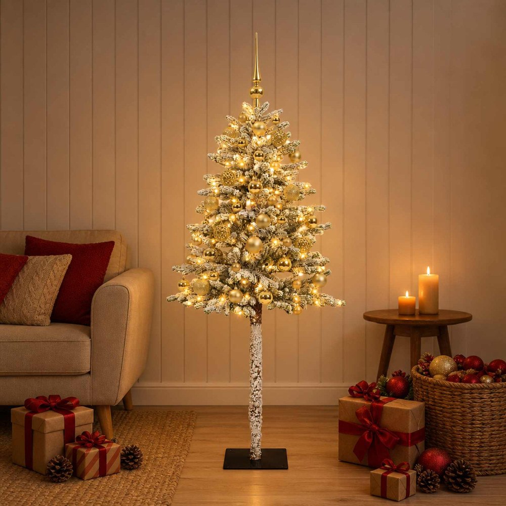 vidaXL Konstgjord julgran med kulor 180 cm 300 LED-lampor Varmvit
