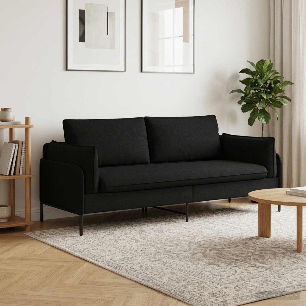 vidaXL 3-Sits soffa Svart 222 x 81 x 89 cm Tyg