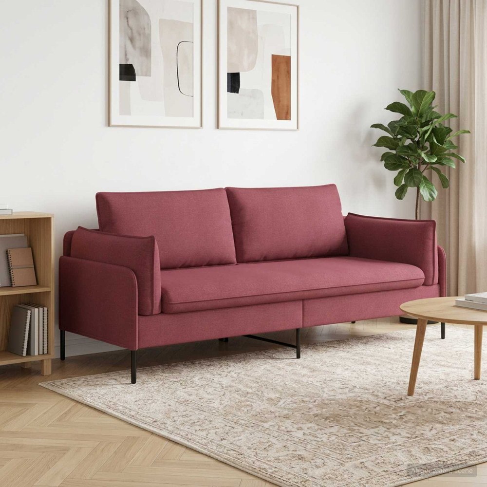 vidaXL 3-Sits soffa Vinröd 222 x 81 x 89 cm Tyg