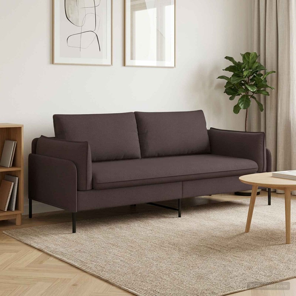 vidaXL 3-Sits soffa Mörkbrun 222 x 81 x 89 cm Tyg