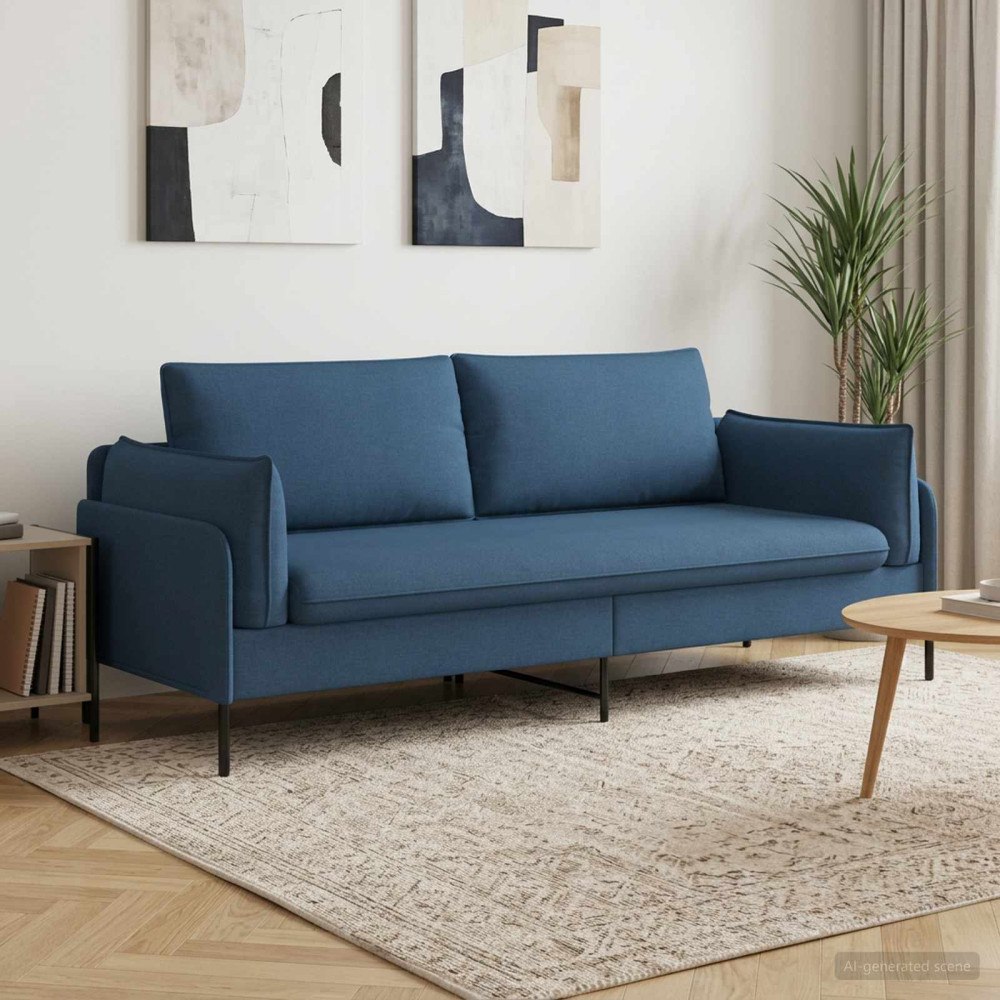 vidaXL 3-Sits soffa Blå 222 x 81 x 89 cm Tyg