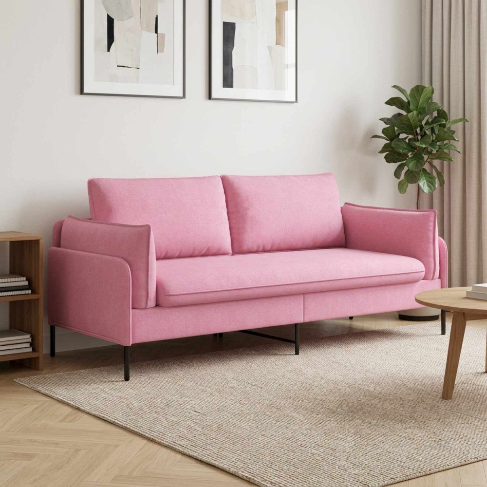 vidaXL 3-Sits soffa Rosa 222 x 81 x 89 cm Tyg