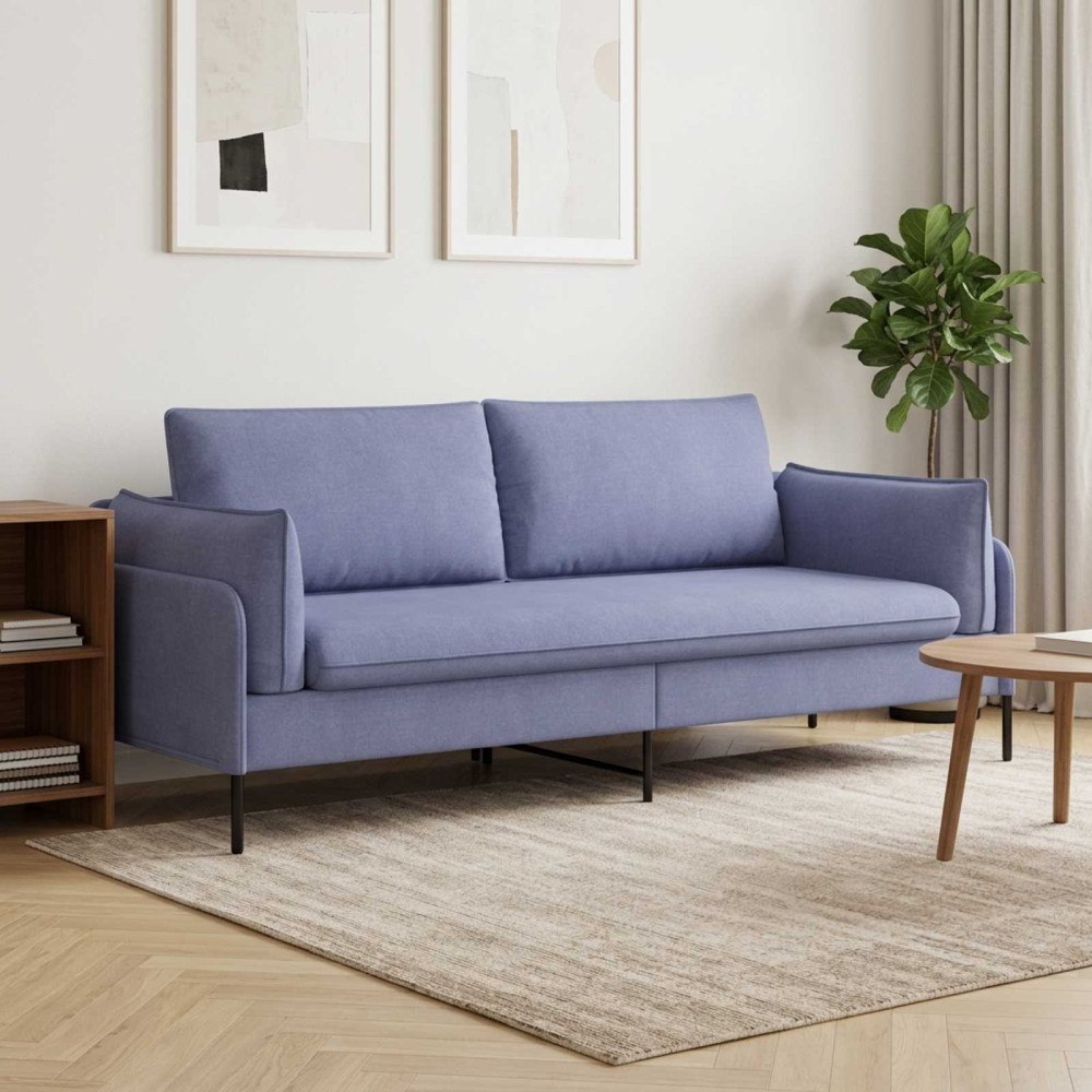 vidaXL 3-Sits soffa Jeansblå 222 x 81 x 89 cm Tyg