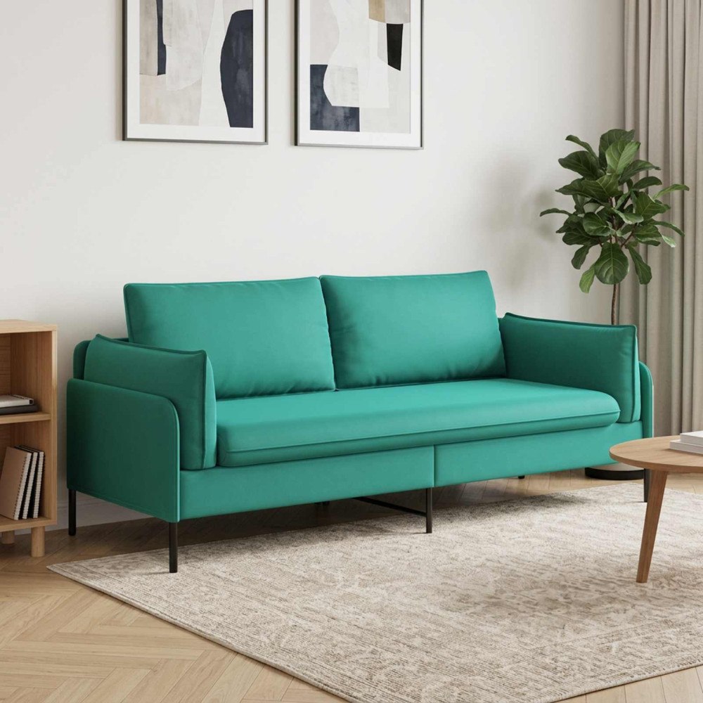 vidaXL 3-Sits soffa Turkos 222 x 81 x 89 cm Sammet