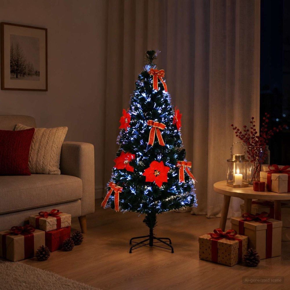 vidaXL Fiberoptisk julgran 120 cm 12 LED-lampor Mångfärgad PVC