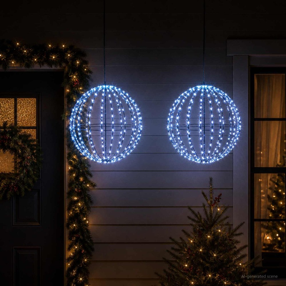 vidaXL Julspira med belysning 2 st 192 LED-lampor Blå