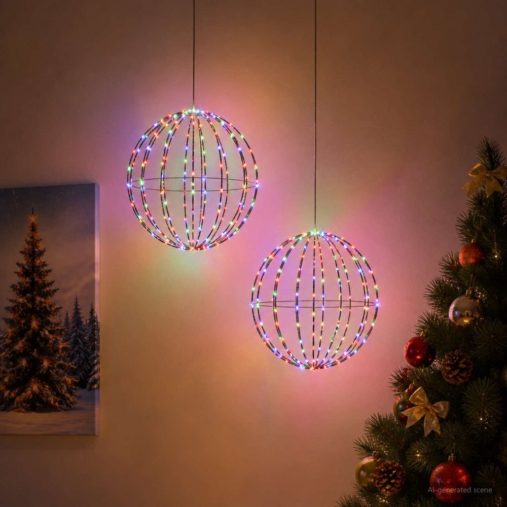 vidaXL Julspira med belysning 2 st 192 LED-lampor Mångfärgad