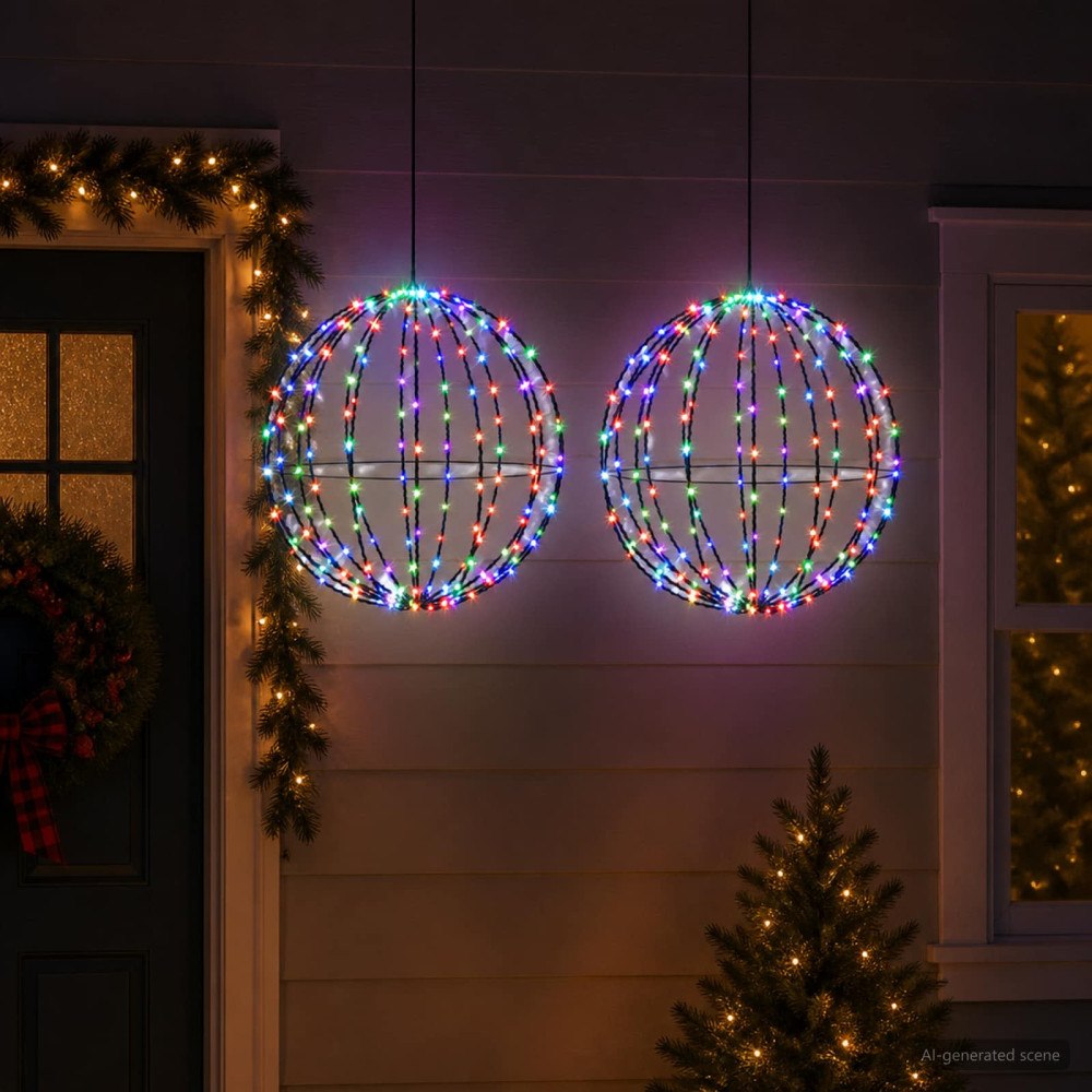 vidaXL Julspira med belysning 2 st 320 LED-lampor Mångfärgad