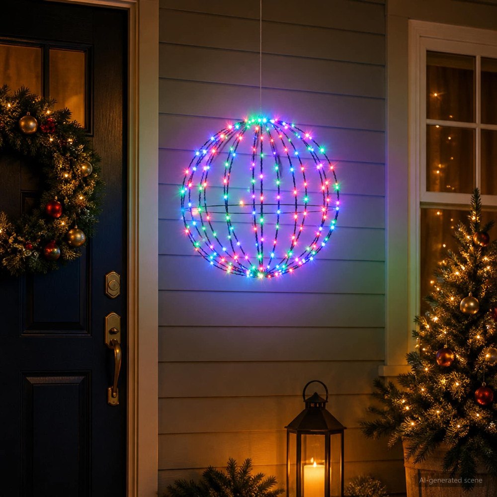 vidaXL Julspira med belysning 96 LED-lampor RGB Diameter 30 x 32 cm
