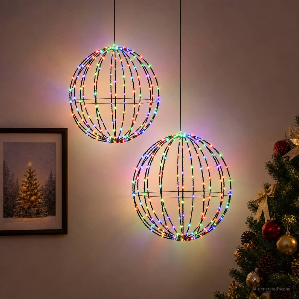 vidaXL Julspira med belysning 2 st 192 LED-lampor RGB