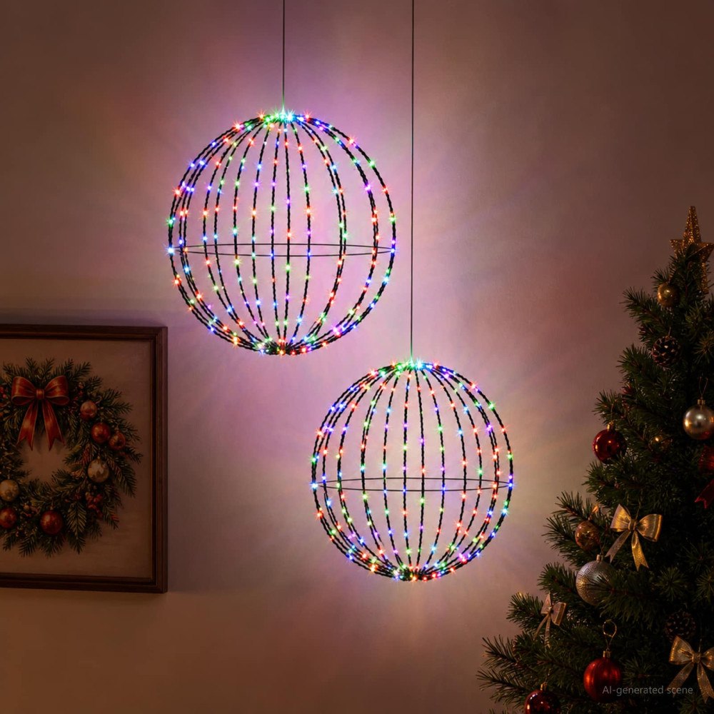 vidaXL Julspira med belysning 2 st 240 LED-lampor RGB