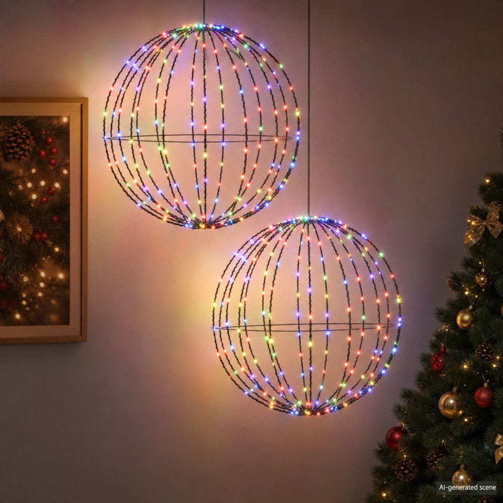 vidaXL Julspira med belysning 2 st 384 LED-lampor RGB