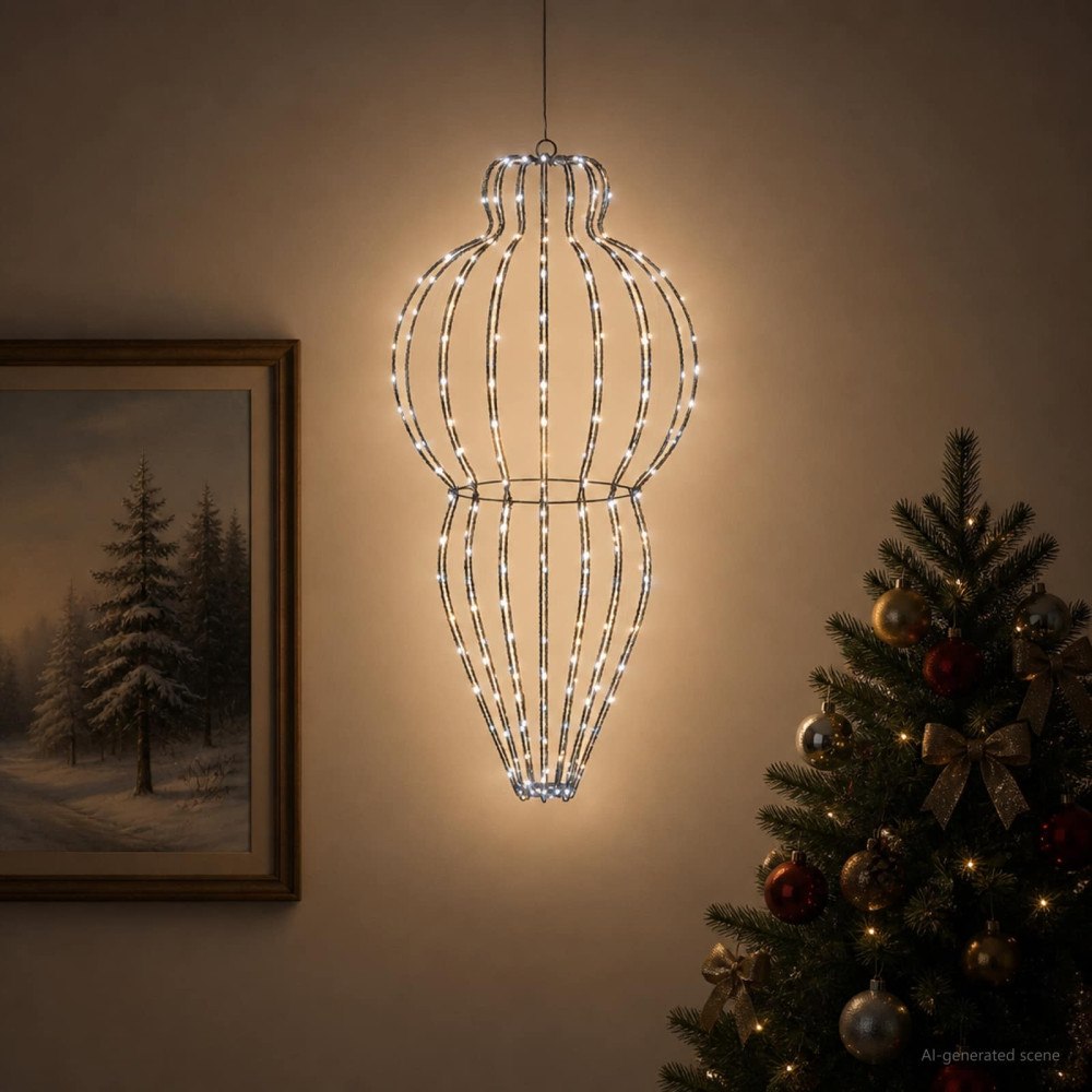 vidaXL Julspira med belysning 320 LED-lampor Kallvit Diam. 40 x 75 cm