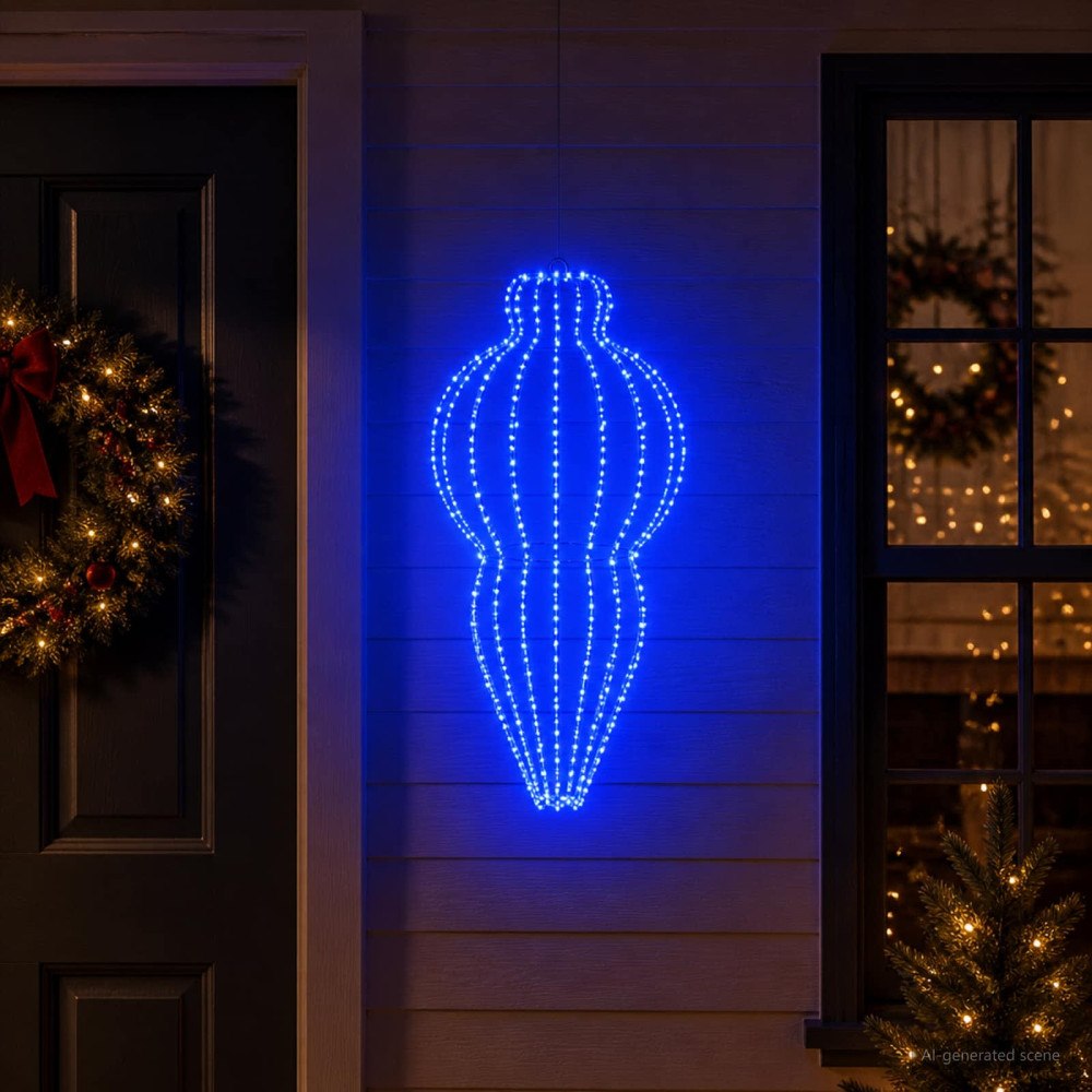 vidaXL Julspira med belysning 320 LED-lampor Blå Diam. 40 x 75 cm