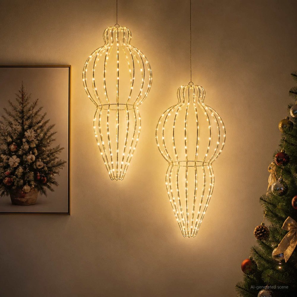 vidaXL Julspira med belysning 2 st 640 LED-lampor Kallvit