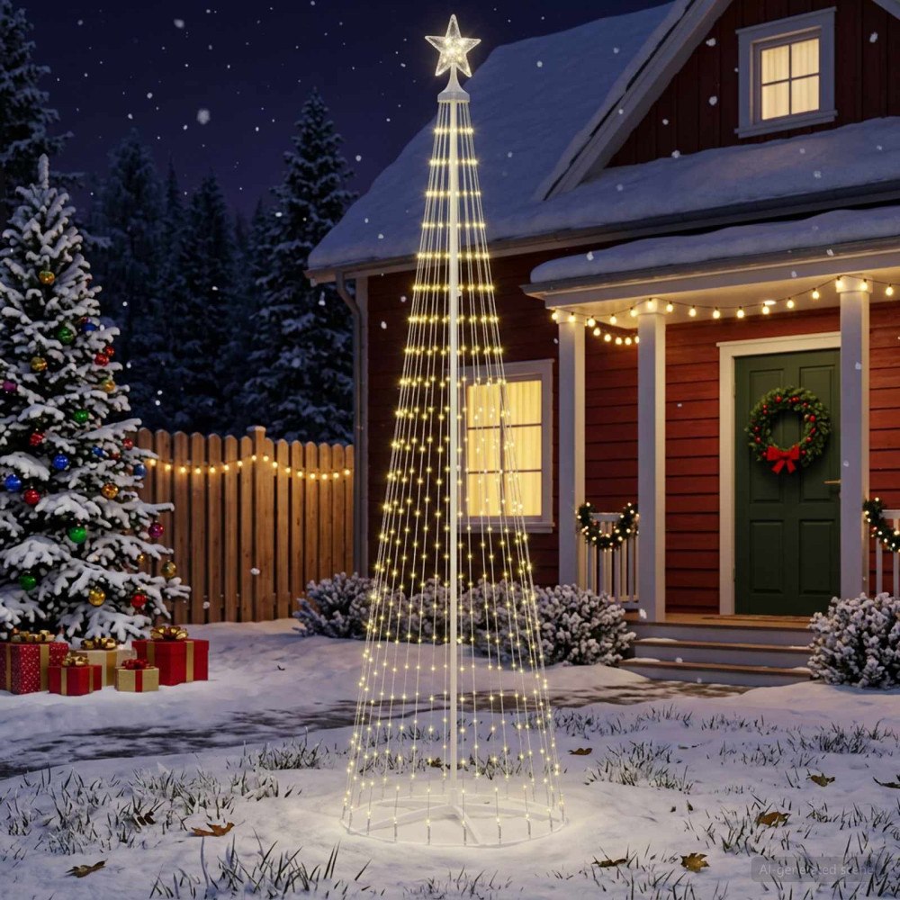 vidaXL LED-konjulgran 250 cm 470 LED-lampor Varmvit Stål Vit