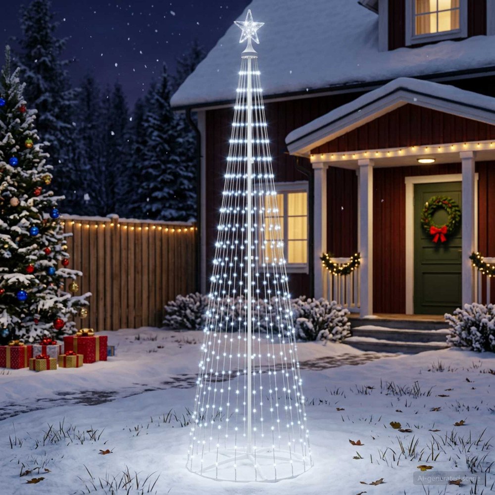 vidaXL LED-konjulgran 250 cm 470 LED-lampor Kallvit Stål Vit