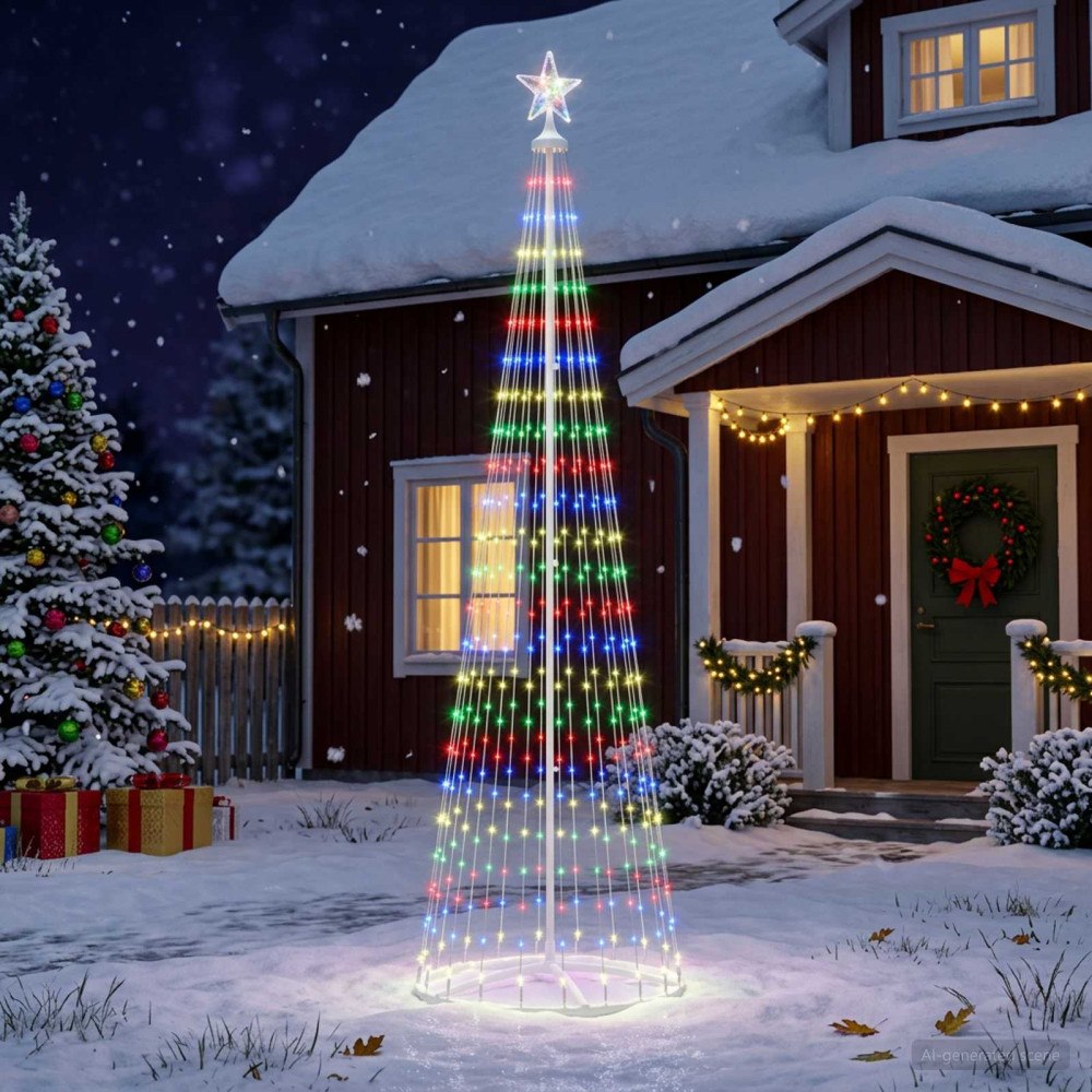 vidaXL LED-konjulgran 250 cm 470 LED-lampor Mångfärgad Stål Vit