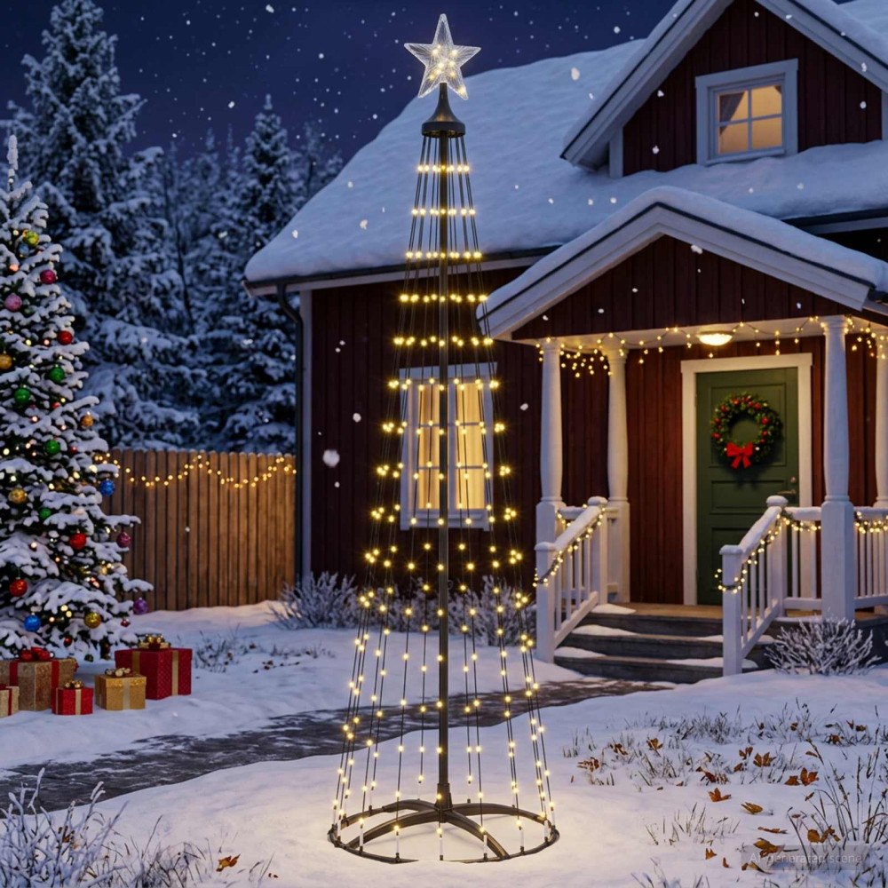 vidaXL LED-konjulgran 180 cm 250 LED-lampor Varmvit Stål Vit
