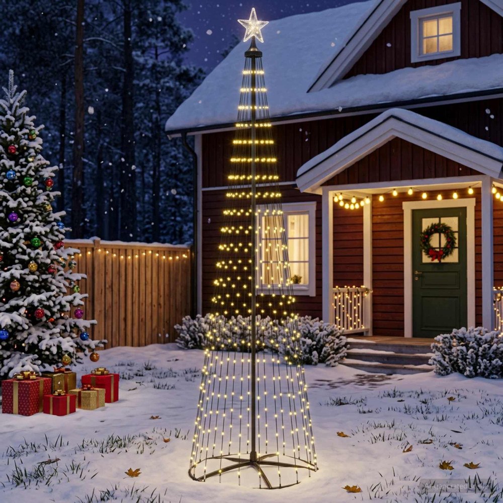 vidaXL LED-konjulgran 250 cm 470 LED-lampor Varmvit Stål Vit