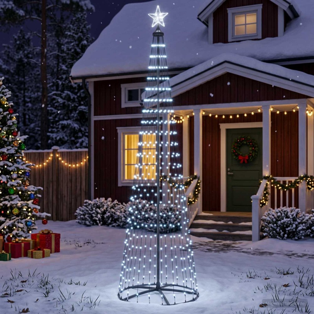 vidaXL LED-konjulgran 250 cm 470 LED-lampor Kallvit Stål Vit