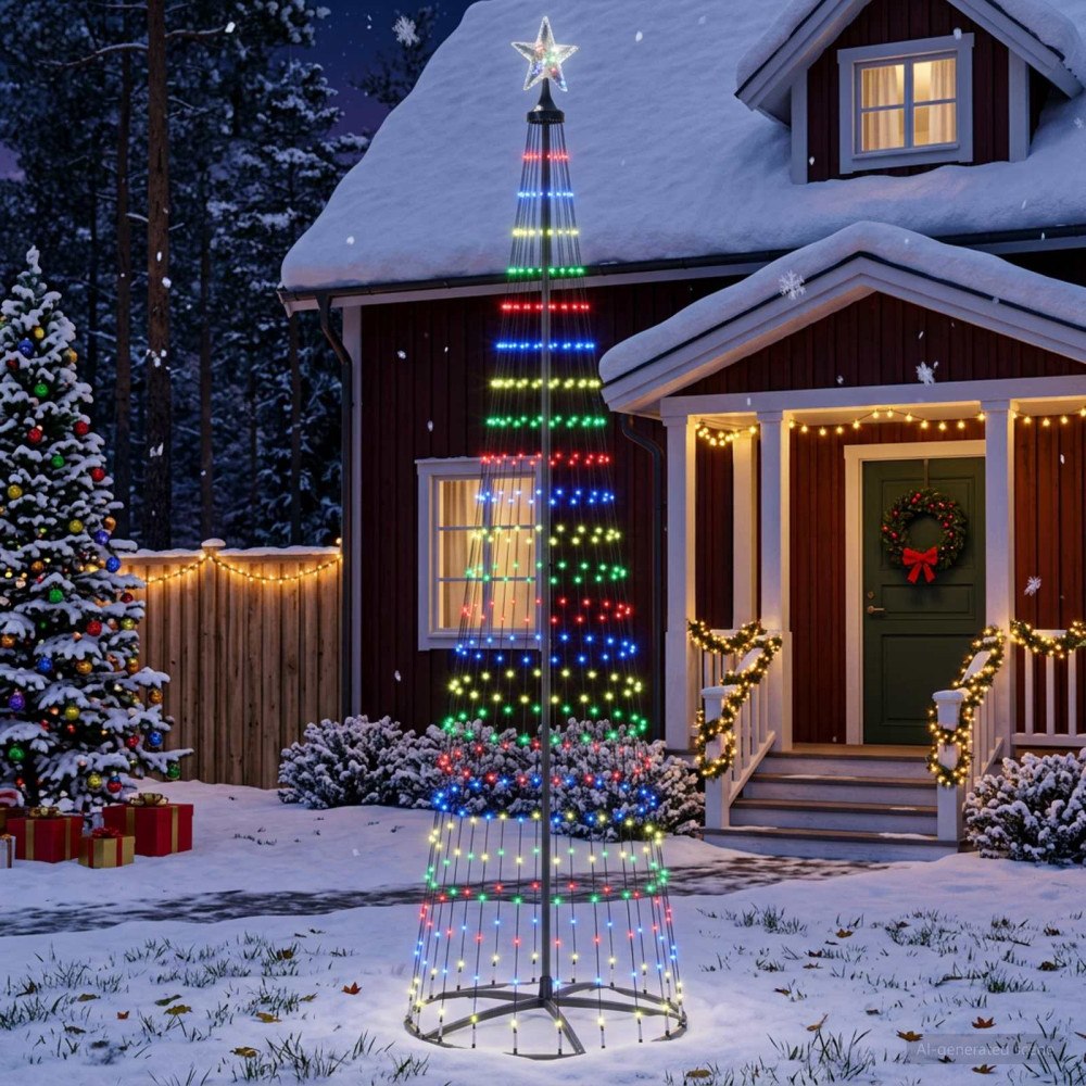 vidaXL LED-konjulgran 250 cm 470 LED-lampor Mångfärgad Stål Vit