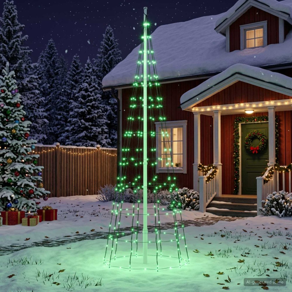 vidaXL LED Julgran EKENAS 300 cm 390 LED-lampor Mångfärgad järn Svart