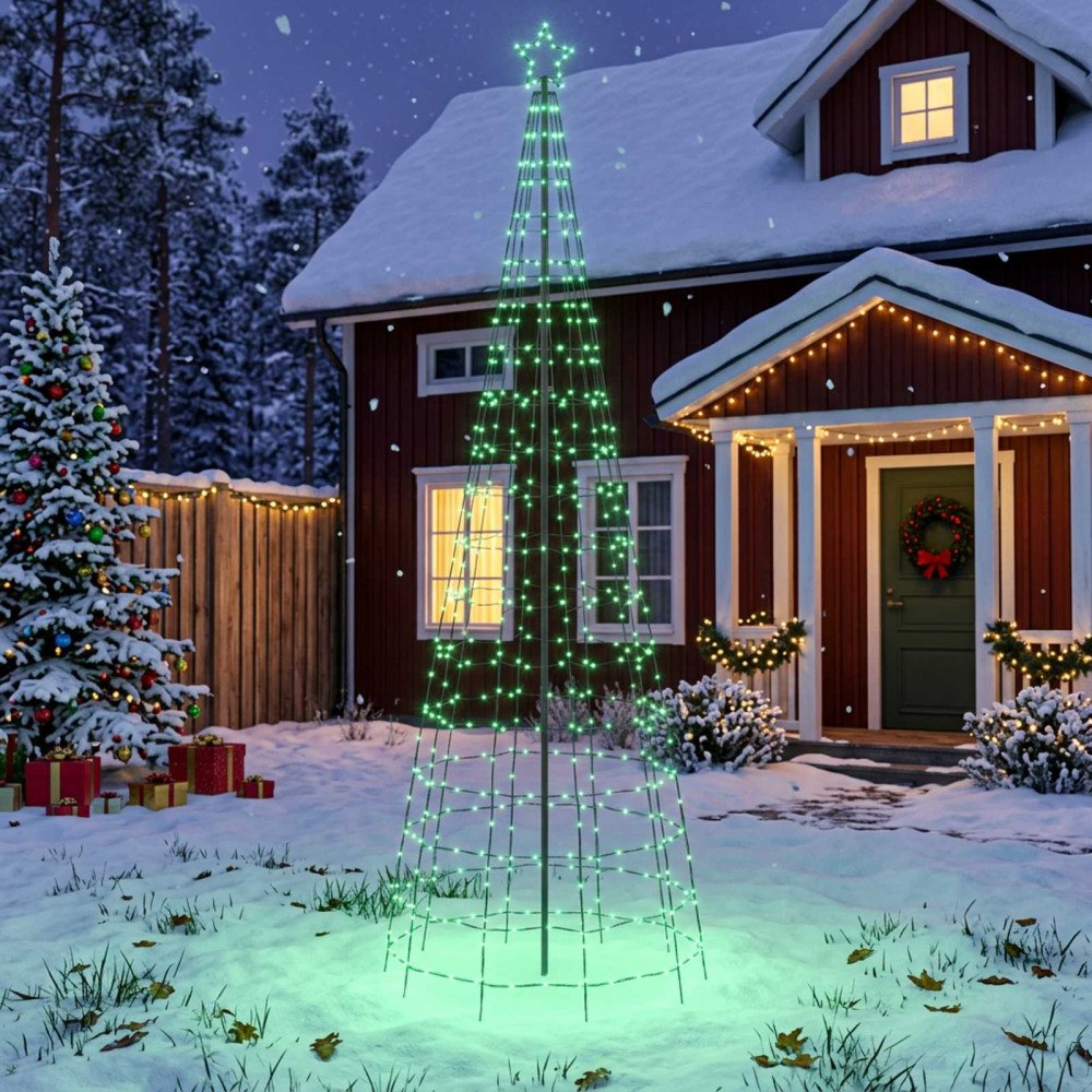 vidaXL LED Julgran EKENAS 300 cm 390 LED-lampor Mångfärgad Stål Svart