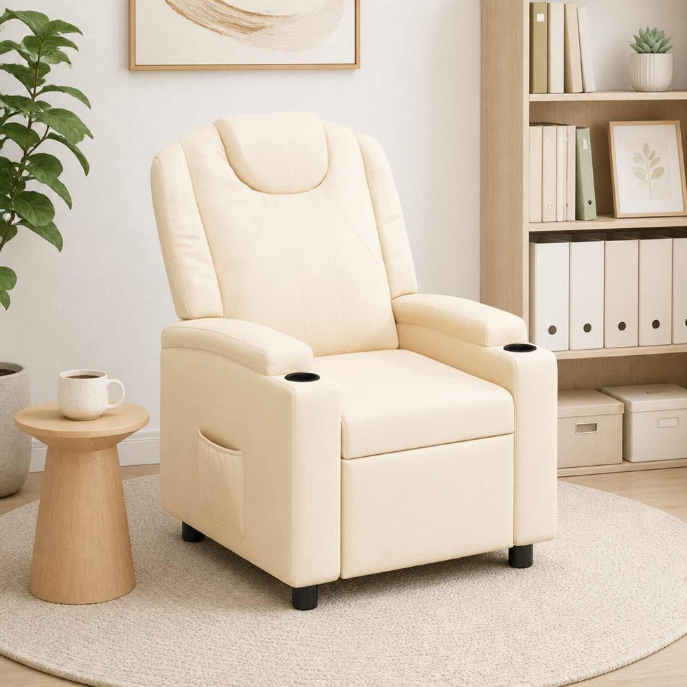 vidaXL Reclinerfåtölj Gräddvit 75 x 95 x 106 cm Tyg