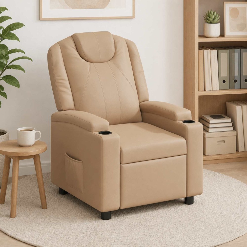 vidaXL Reclinerfåtölj Cappuccino 75 x 95 x 106 cm Tyg