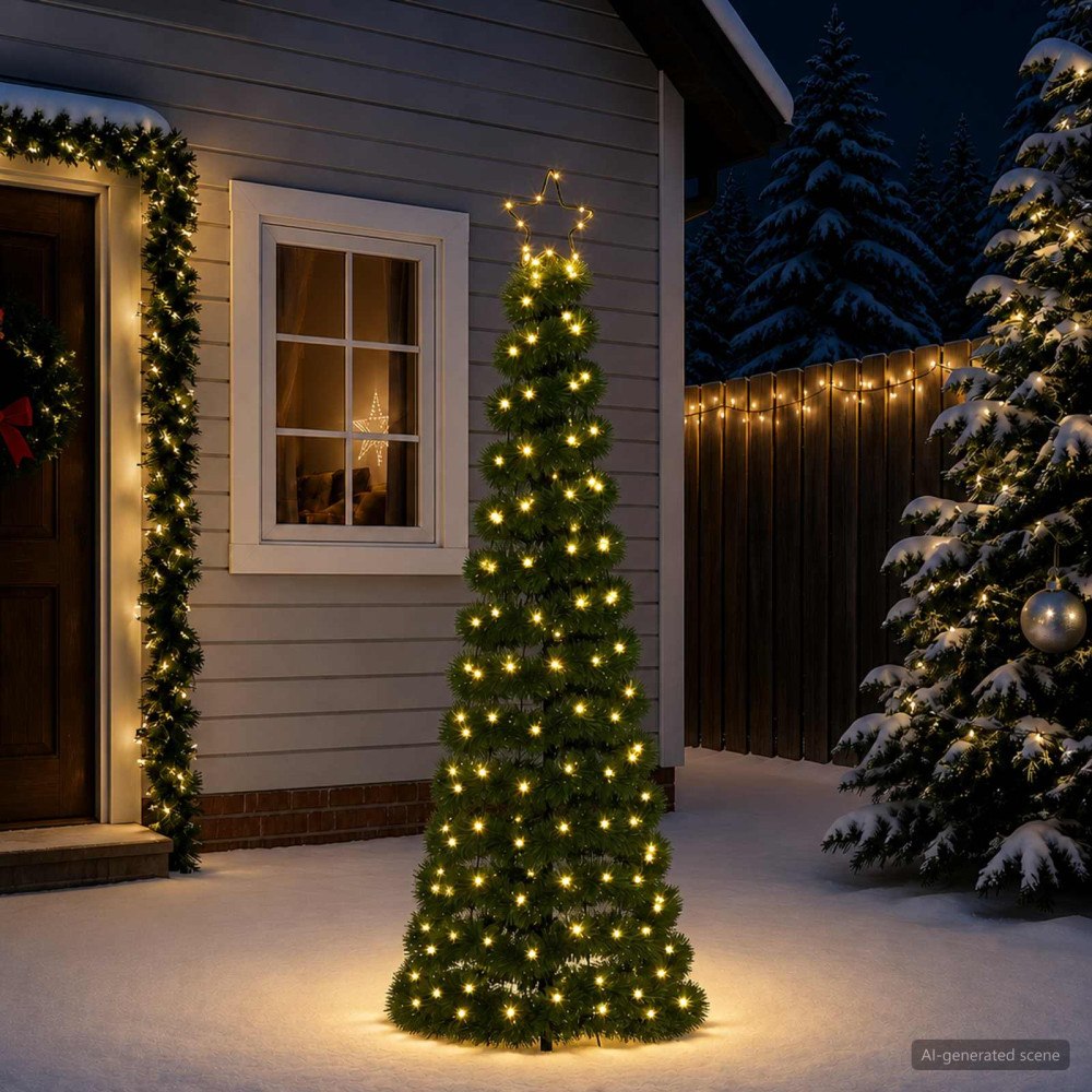 vidaXL LED-julgran med glitter och markspett EKENAS 180 cm
