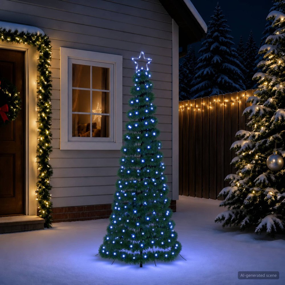 vidaXL LED-julgran med glitter och markspett EKENAS 180 cm