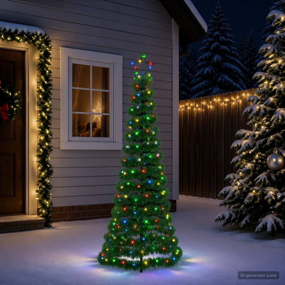 vidaXL LED-julgran med glitter och markspett EKENAS 180 cm