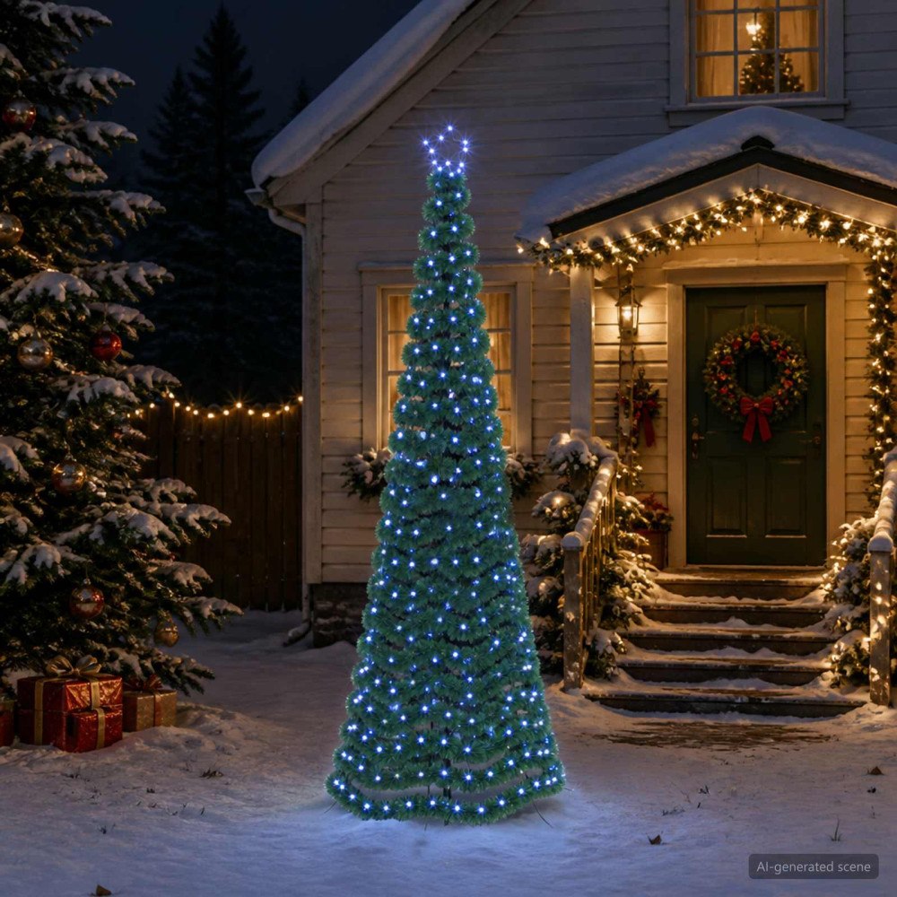 vidaXL LED-julgran med glitter och markspett EKENAS 250 cm