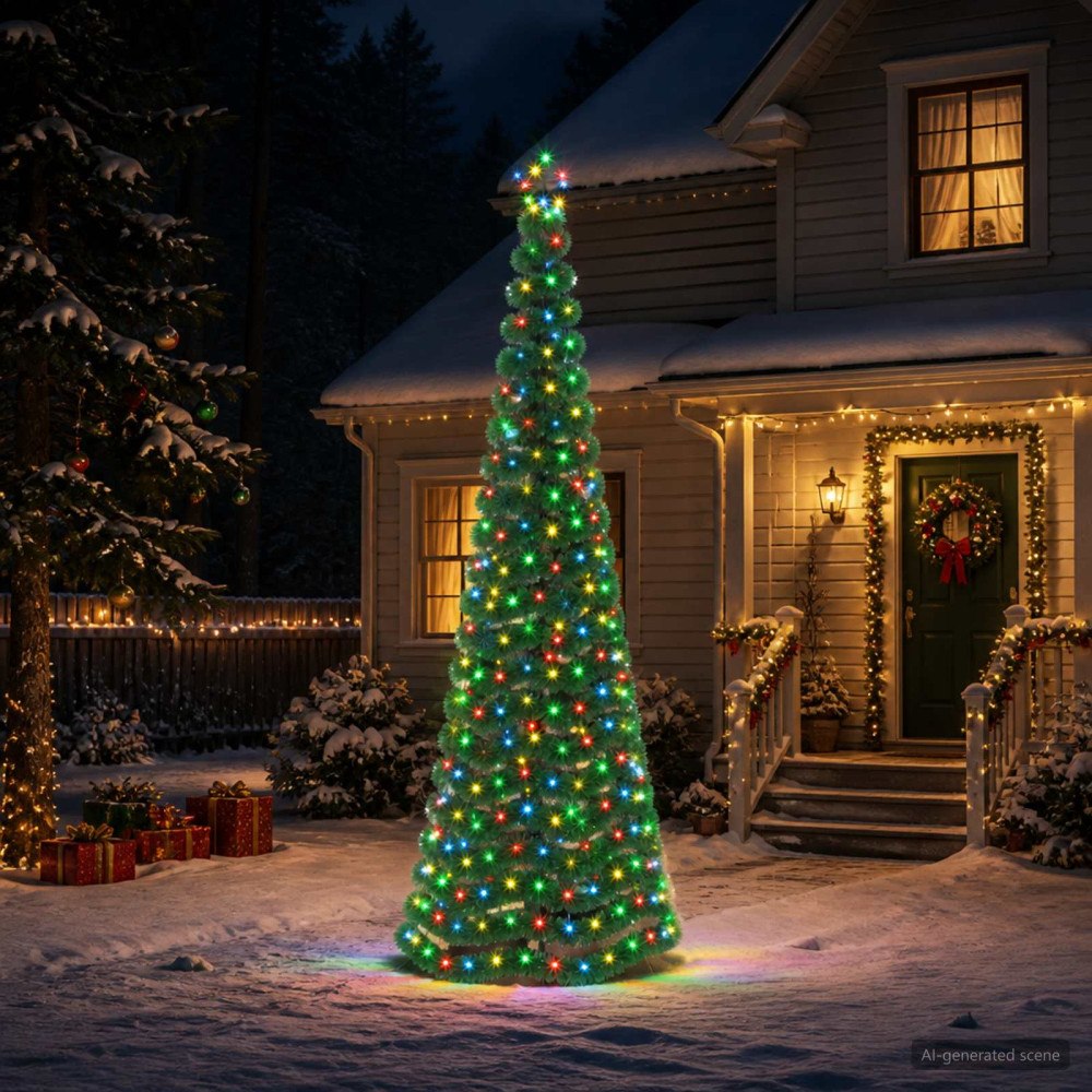vidaXL LED-julgran med glitter och markspett EKENAS 250 cm