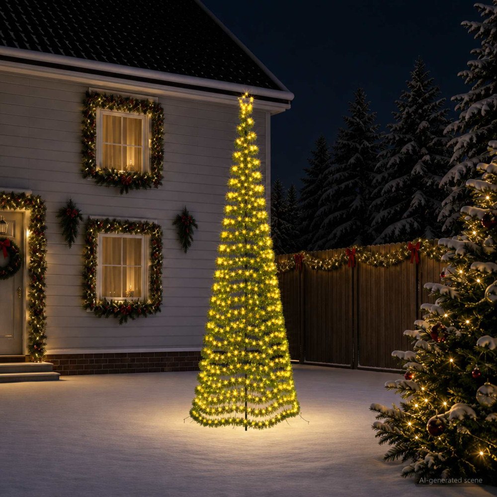 vidaXL LED-julgran med glitter och markspett EKENAS 400 cm