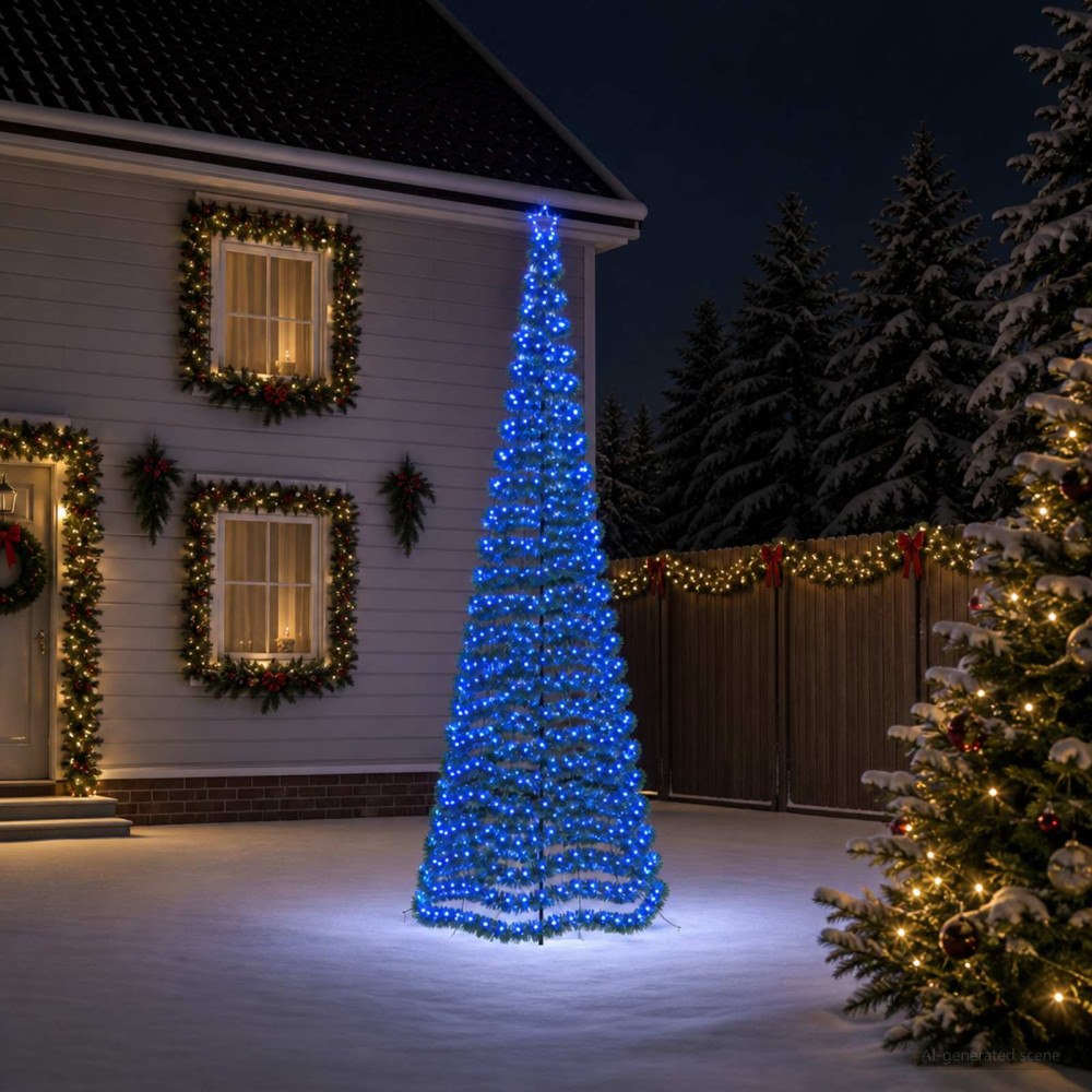 vidaXL LED-julgran med glitter och markspett EKENAS 400 cm