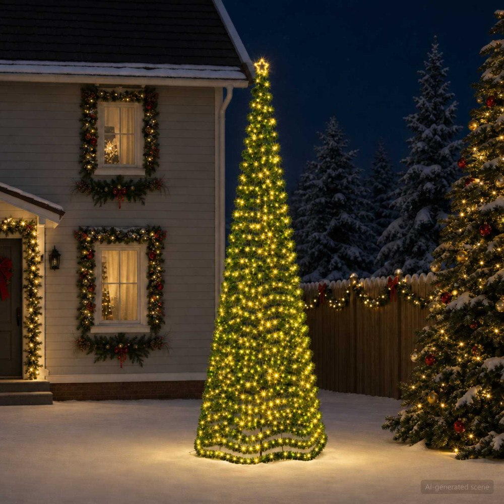 vidaXL LED-julgran med glitter och markspett EKENAS 500 cm