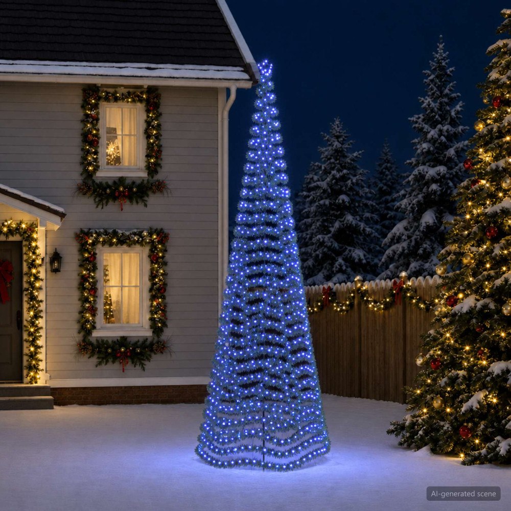 vidaXL LED-julgran med glitter och markspett EKENAS 500 cm