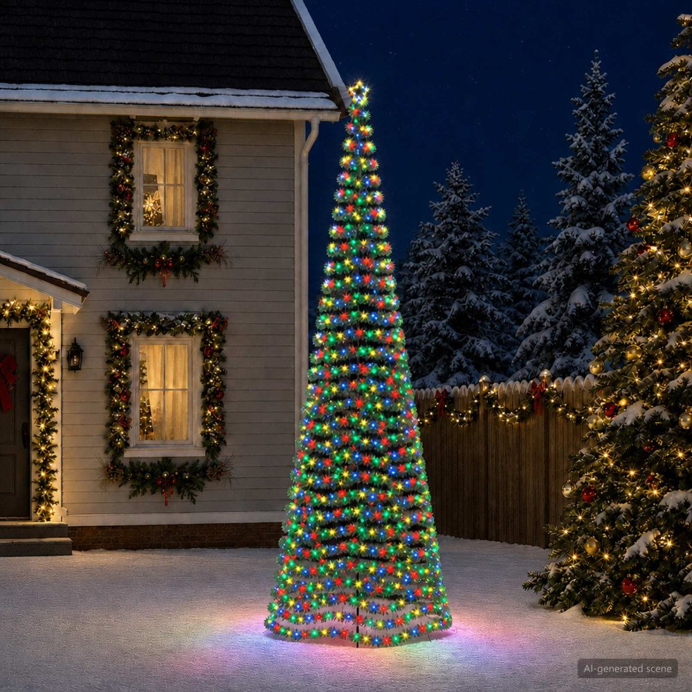vidaXL LED-julgran med glitter och markspett EKENAS 500 cm