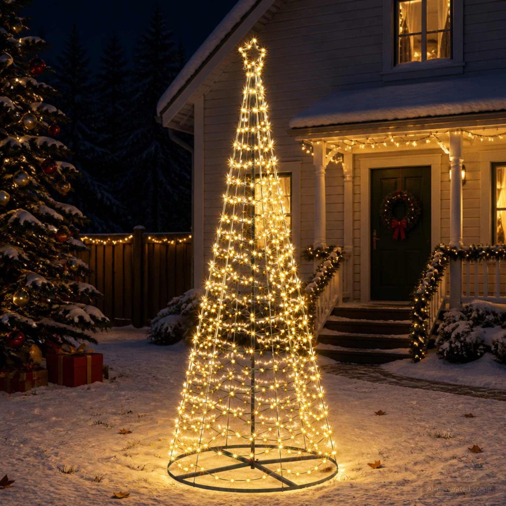 vidaXL LED-spiraljulgran med fot EKENAS 250 cm 370 LED-lampor Varmvit